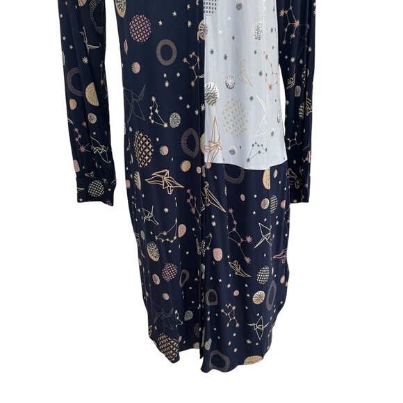 Hale Bob XS Long Sleeve Midi Slip Dress Celestial Soft Stretch Boho Chic Unique - Picture 10 of 11
